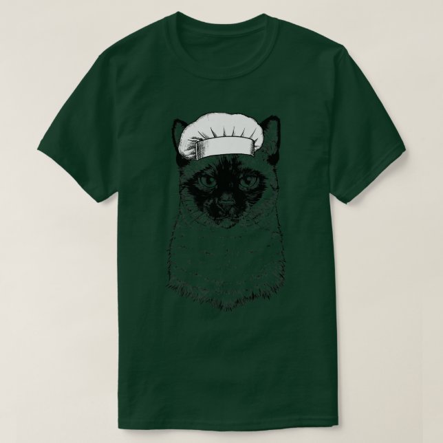 T-shirt Siamese Meezer Mese Chat Cuisinier Chef Cuisine dr (Design devant)