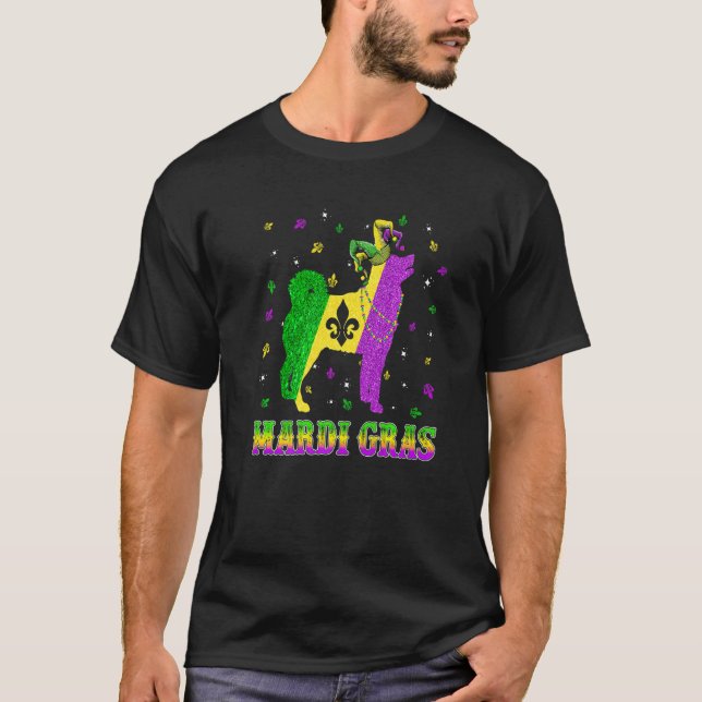 T-shirt Siberian Husky Dog Mardi Gras Carnival Jester Bead (Devant)