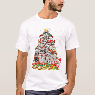 T-shirt Sibérie des lumières des arbres de Noël   chien