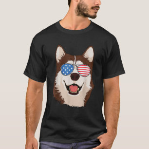 T-shirt Sibérie Husky 4 juillet Drapeau Américain Husky Lo