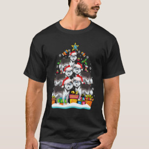 T-shirt Sibérie Husky Arbre de Noël Ornement Santa Hat D