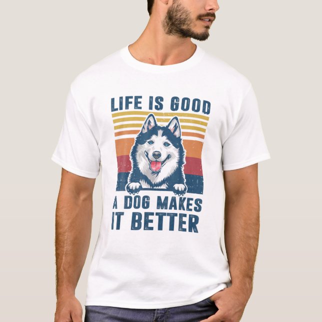 T-shirt Sibérie Husky Chiffres Cadeaux Drôle Chien Papa Ma (Devant)
