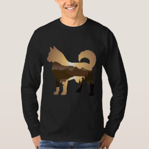 T-shirt Sibérie Husky Chig Forest Mountain Sunset Siberi