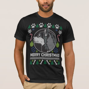 T-shirt Sibérie Husky Dog brasse un laide de Noël moche