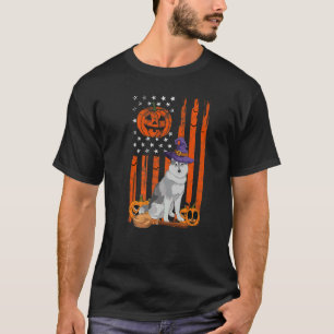 T-shirt Sibérie Husky Halloween USA Drapeau sorcier Casque