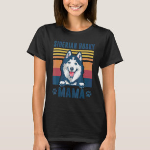 T-shirt Sibérie Husky Mama Mère Retro Chien Maman