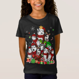T-Shirt Sibérie Husky Noël Arbre T Chemise Noël Don Do