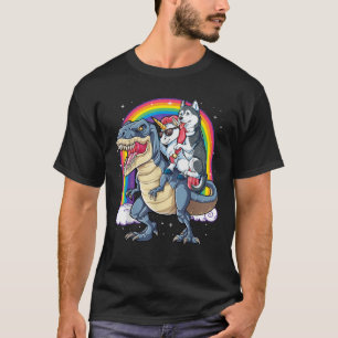 T-shirt Sibérie Husky Unicorn Dinosaur T rex Funny Rainbo