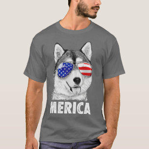 T-shirt Sibérien Husky Merica 4 juillet pour hommes femmes