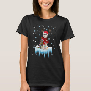T-shirt Sibérien Husky Père Noël feux de Noël Noël Noël