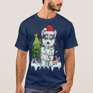 T-shirt Sibérien Husky Père Noël feux de Noël Noël Noël No