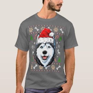 T-shirt Sibérien Husky Vilain Noël Noël Noël Noël Chapeau 