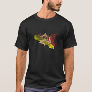 T-shirt Sicile Drapeau et carte Sicilienne Pride T Chemise
