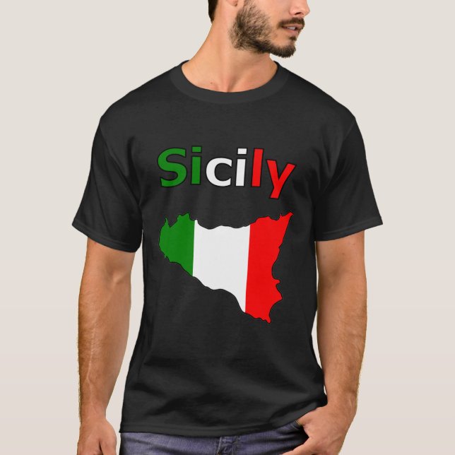 T-shirt Sicile et carte en italien Drapeaux couleurs (Devant)