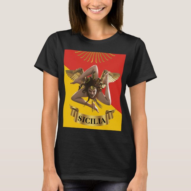 T-shirt Sicile / Sicilienne Medusa Trinacria (Devant)