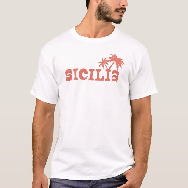 T-shirt Sicilia Palm Island Sunset (Devant)