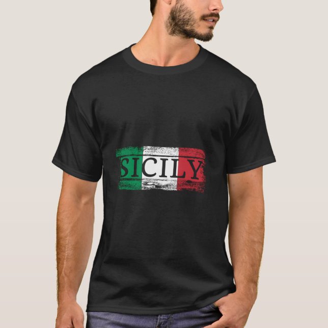 T-shirt Sicilian Italian Italy Flag I Sicily Vacation Trav (Devant)