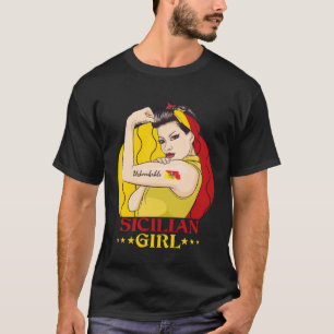 T-shirt Sicilienne fille incassable sicile drapeau