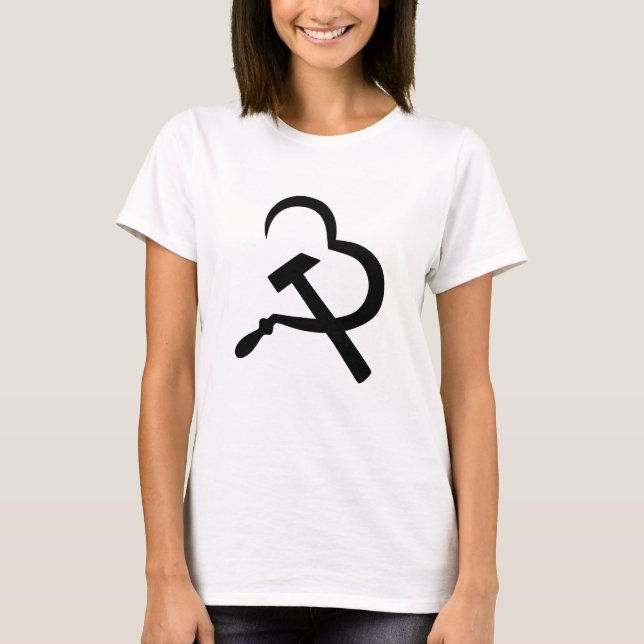 T-shirt Sickle And Hammer, Heart, Love, Communism (Devant)