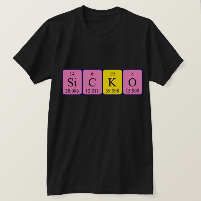 T-shirt Sicko tableau périodique chemise mot (Design devant)
