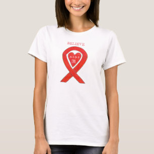 T-shirt Sida Red Sensibilisation Ruban Coeur Chemises Cust