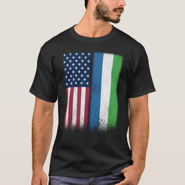 T-shirt Sierra Leone Sierra Leonean American Flags Proud U (Devant)