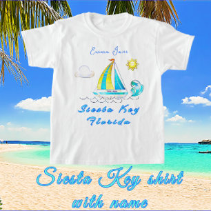 T-shirt Siesta Key, Florida Sailboat Sun and Name
