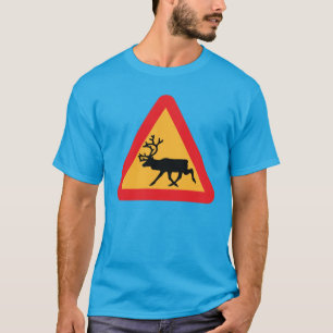 T-shirt Signal de circulation suédois Caution Reindeer