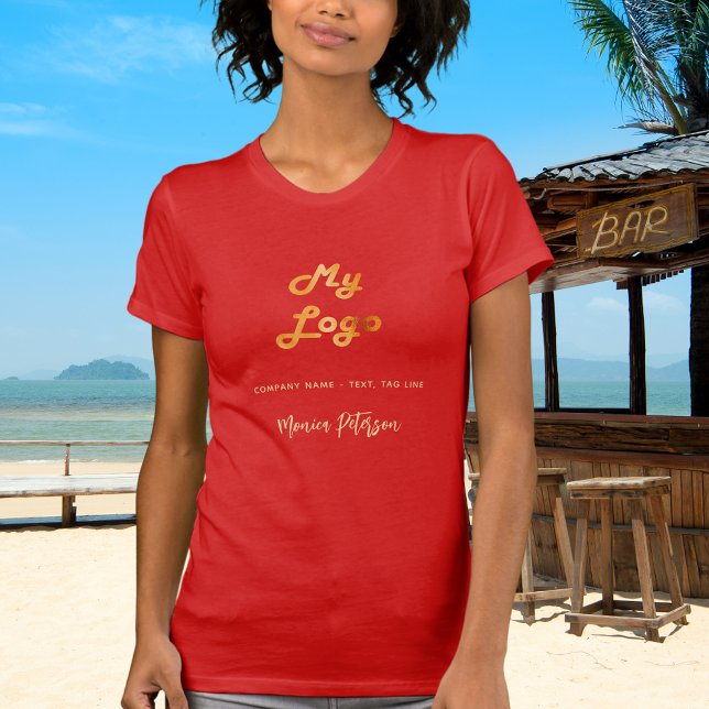 T-shirt signature du logo commercial en or rouge (Créateur téléchargé)