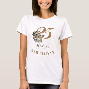 T-shirt Signature personnalisée Nom Gold Floral Anniversa