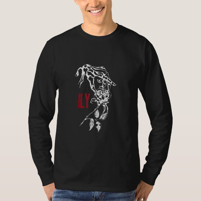 T-shirt Signe Américain Asl Je T'Aime Ily Squelette Main H (Devant)