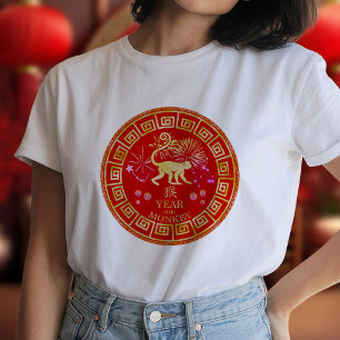 T-shirt Signe astrologique chinois Singe Rouge/Or ID542