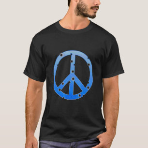 T-shirt Signe Bleu De Paix Avec Des Trous De Balle Sauver