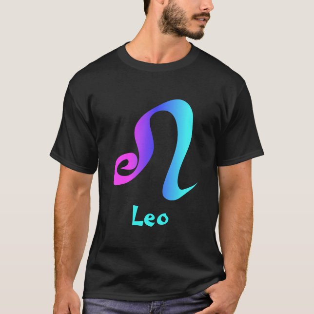 T-shirt Signe bleu magenta de zodiaque d'Aqua de Lion (Devant)