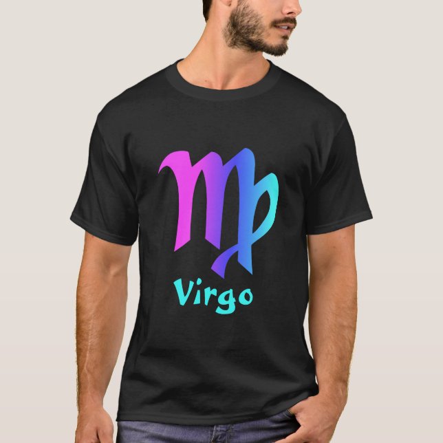 T-shirt Signe bleu magenta de zodiaque d'Aqua de Vierge (Devant)