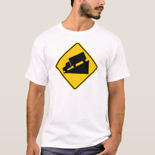 T-shirt Signe d'avertissement de colline ou de route de