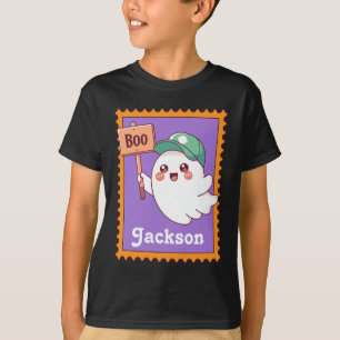 T-shirt Signe de fantôme de Halloween avec nom d'enfant pe