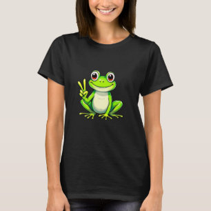 T-shirt Signe de la main de la paix de grenouille drôle ho
