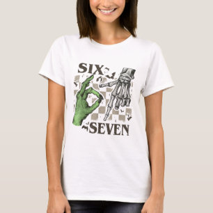 T-shirt Signe de la main de squelette Six Sept Meme Hallow