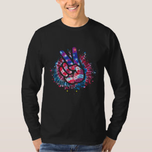 T-shirt SIGNE DE LA Paix Rouge Bleu Patriotique Bleu Hippi