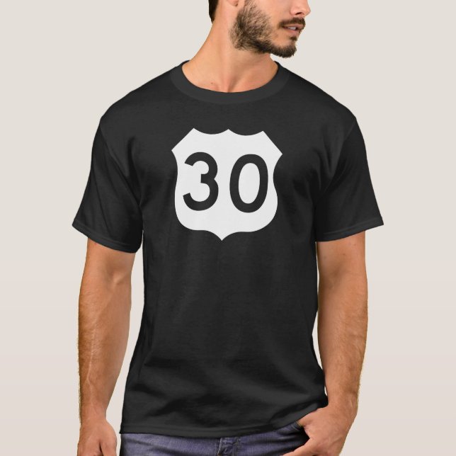 T-shirt Signe de l'itinéraire 30 des USA (Devant)