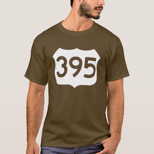 T-shirt Signe de l'itinéraire 395 des USA (Devant)
