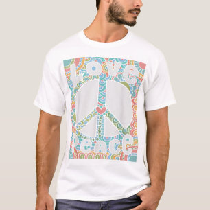 T-shirt SIGNE DE PAIX AMOUR 1960 années 1970 Teinture de c