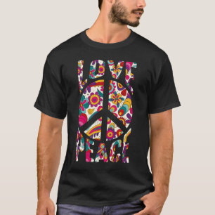T-shirt Signe de paix amour 60s 70s Tie Die Costume Hippie
