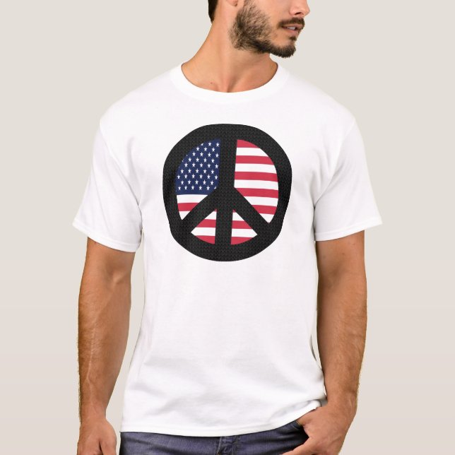 T-shirt Signe de paix avec le drapeau américain (Devant)