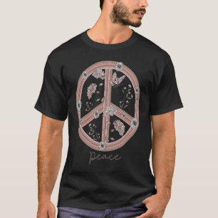 T-shirt Signe de Paix Boho Floral Papillon Plante Féminin