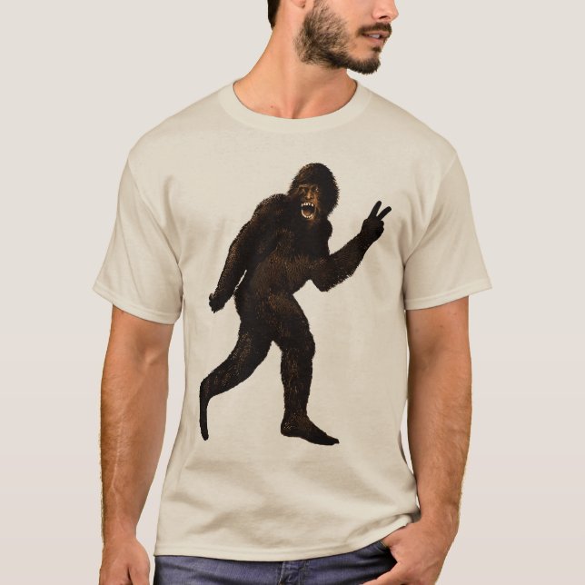 T-shirt Signe de paix de Bigfoot Sasquatch (Devant)