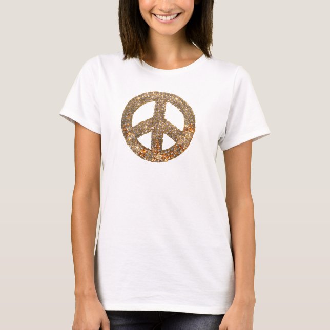 T-shirt Signe de paix de diamant et d'or (Devant)