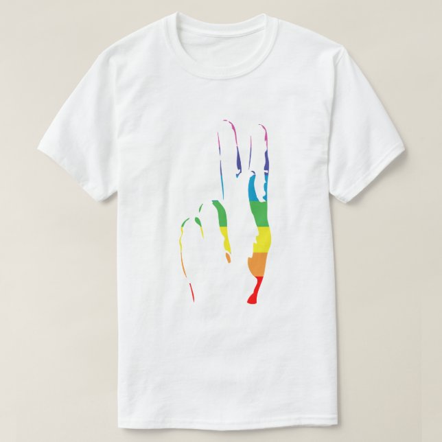 T-shirt signe de paix de la fierté arc en arc (Design devant)