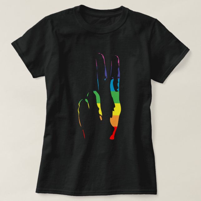 T-shirt signe de paix de la fierté arc-en-ciel (Design devant)